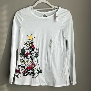 Girls Christmas Sloth Justice Shirt NWT 14/16